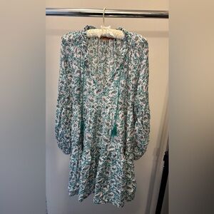 Oliphant Teal and White Paisley Dress
